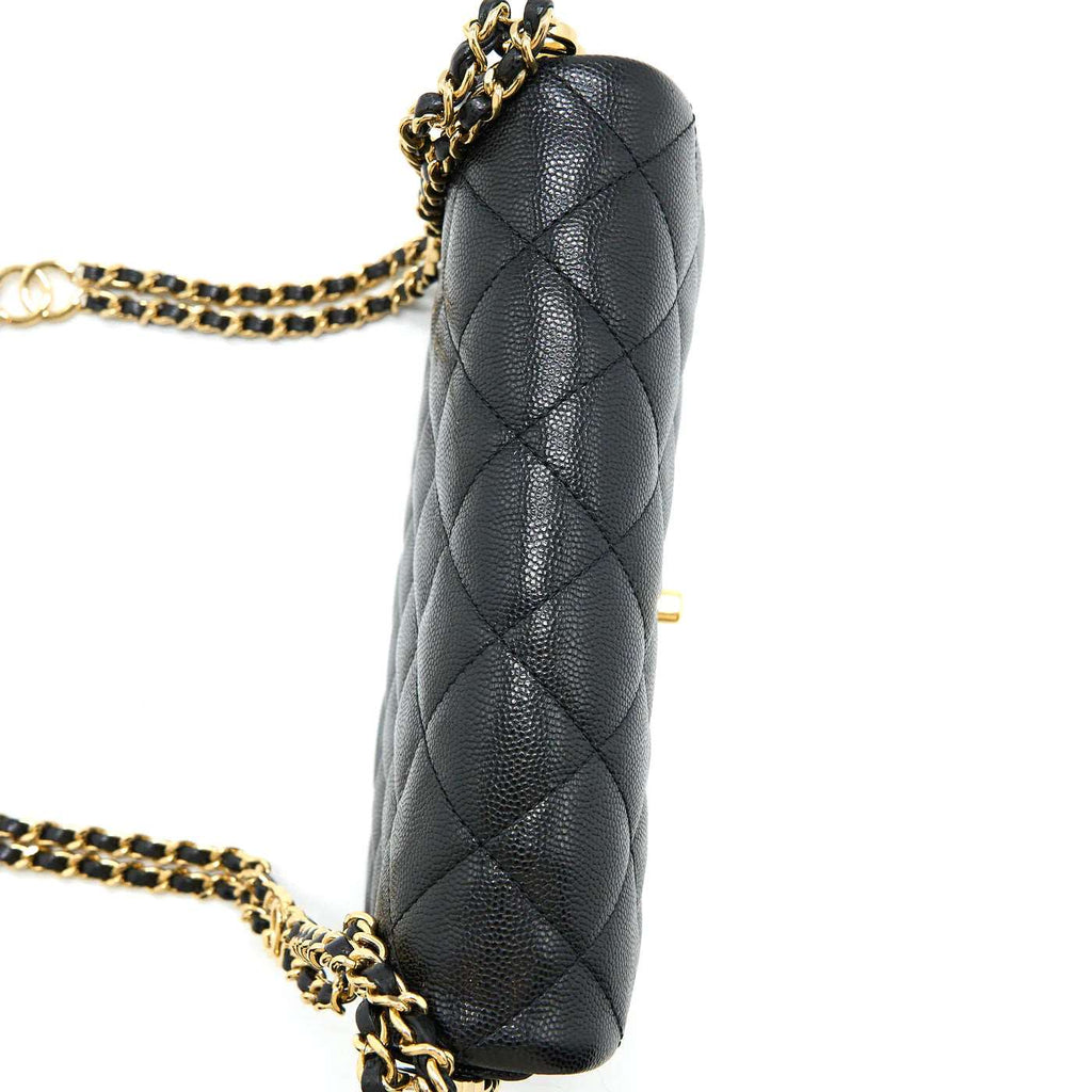 Chanel 23c Mini Flap Bag Chain Grained Calfskin Black