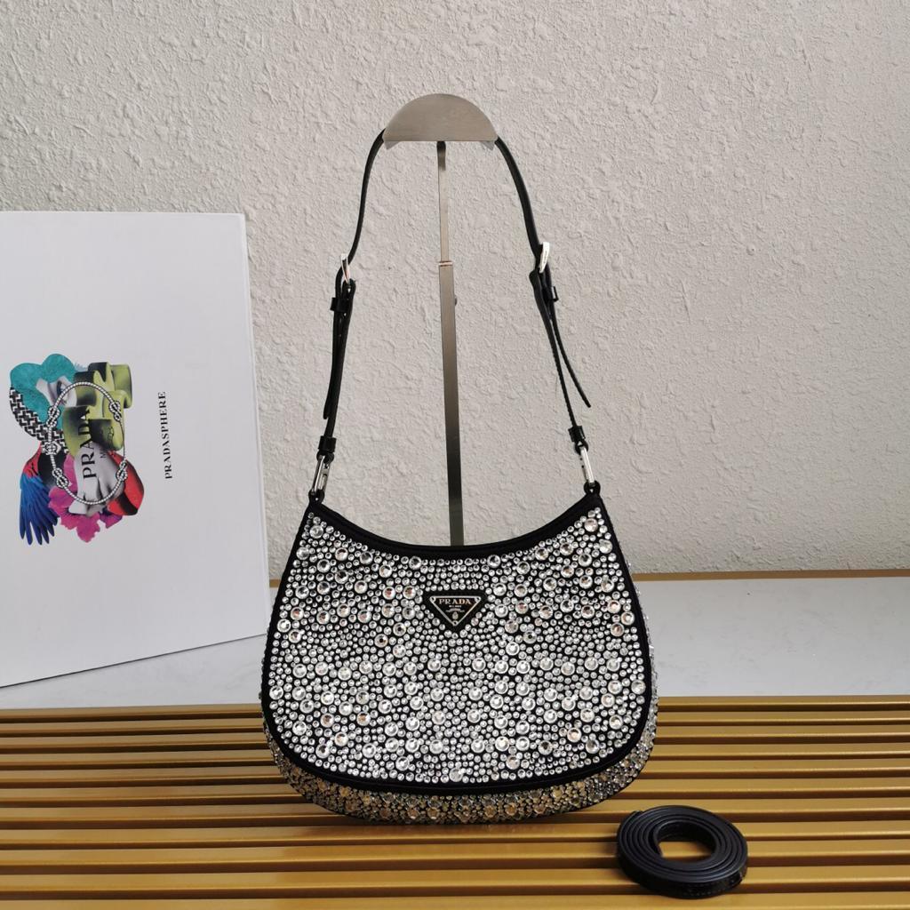 Prada Cleo Satin Bag with Crystals