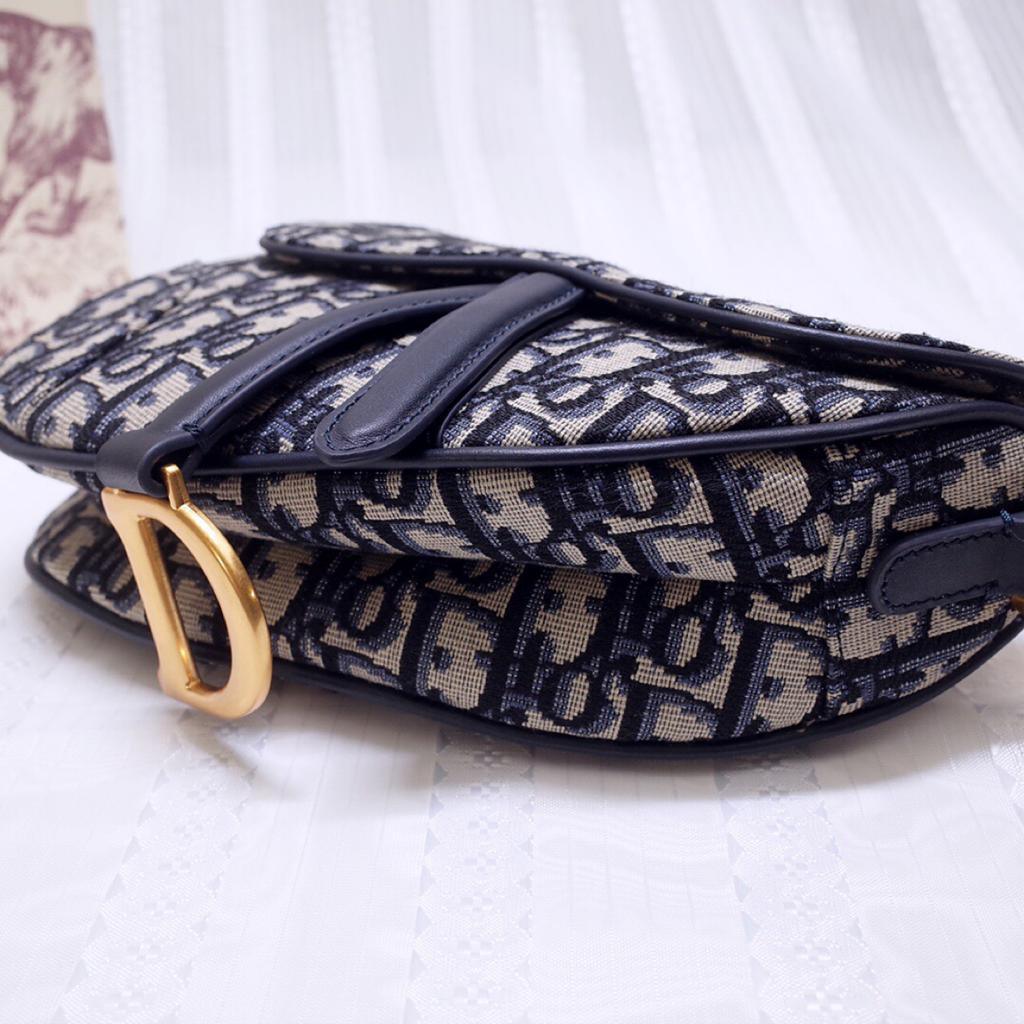 Dior Mini Saddle Bag Blue Oblique Jacquard